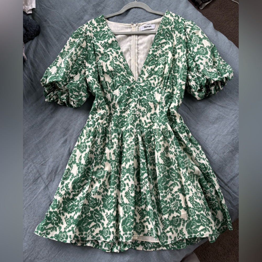 Showpo Green and White Patterned Dress